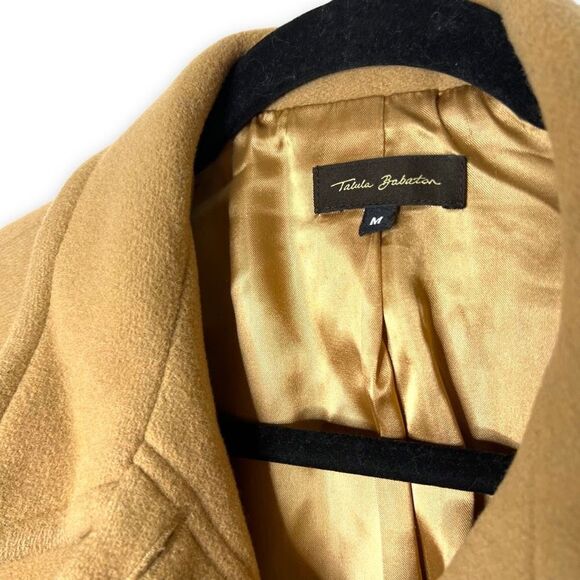 Aritzia Talula Babaton Tan Virgin Wool Cashmere Blend Trench Peacoat Size M - Picture 4 of 6